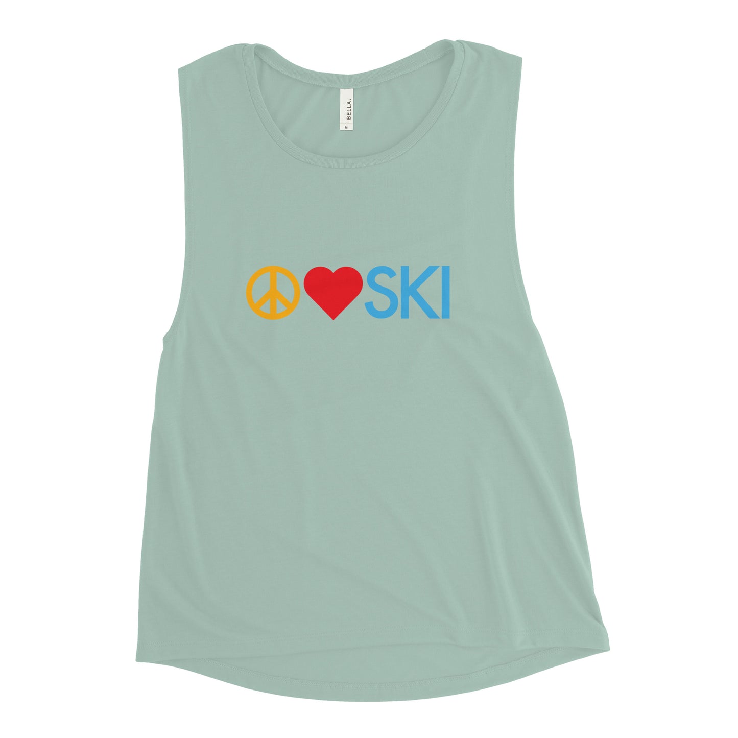 CS0026 - 02003 - Peace | Love | SKI Ladies’ Muscle Tank