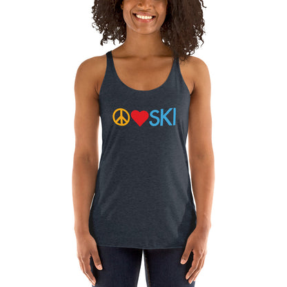 CS0026 - 02003 - Peace | Love | SKI Women's Racerback Tank