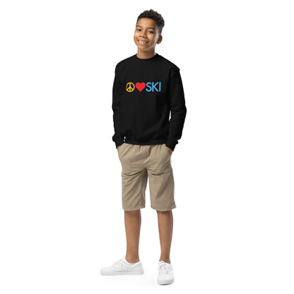 CS0026 - 03005 - Peace | Love | SKI Unisex Youth crewneck sweatshirt