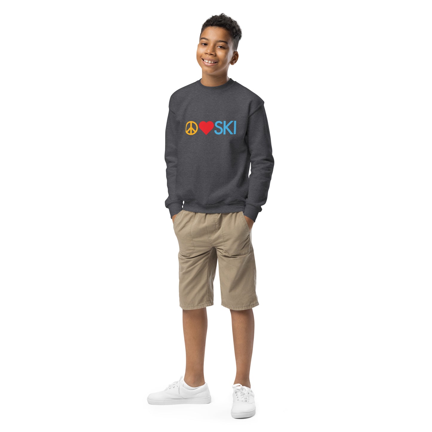 CS0026 - 03005 - Peace | Love | SKI Unisex Youth crewneck sweatshirt