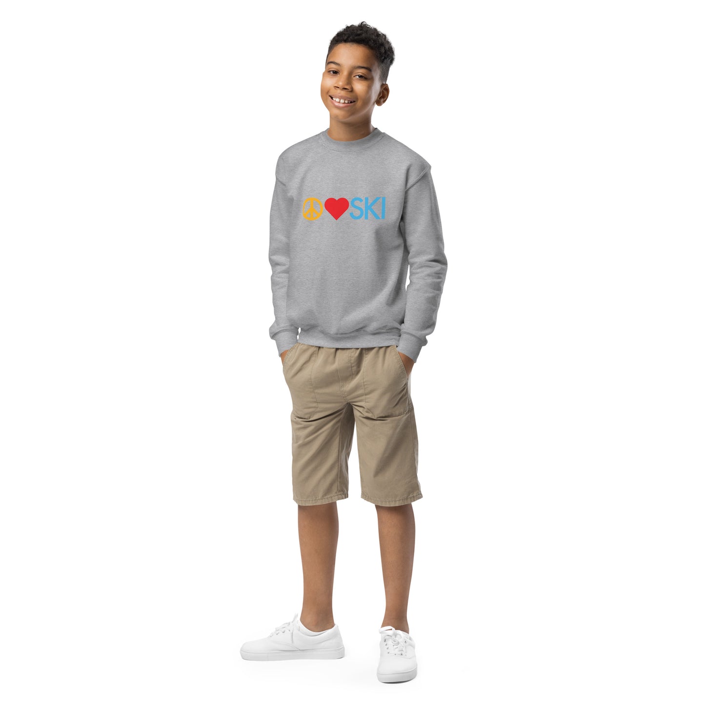 CS0026 - 03005 - Peace | Love | SKI Unisex Youth crewneck sweatshirt