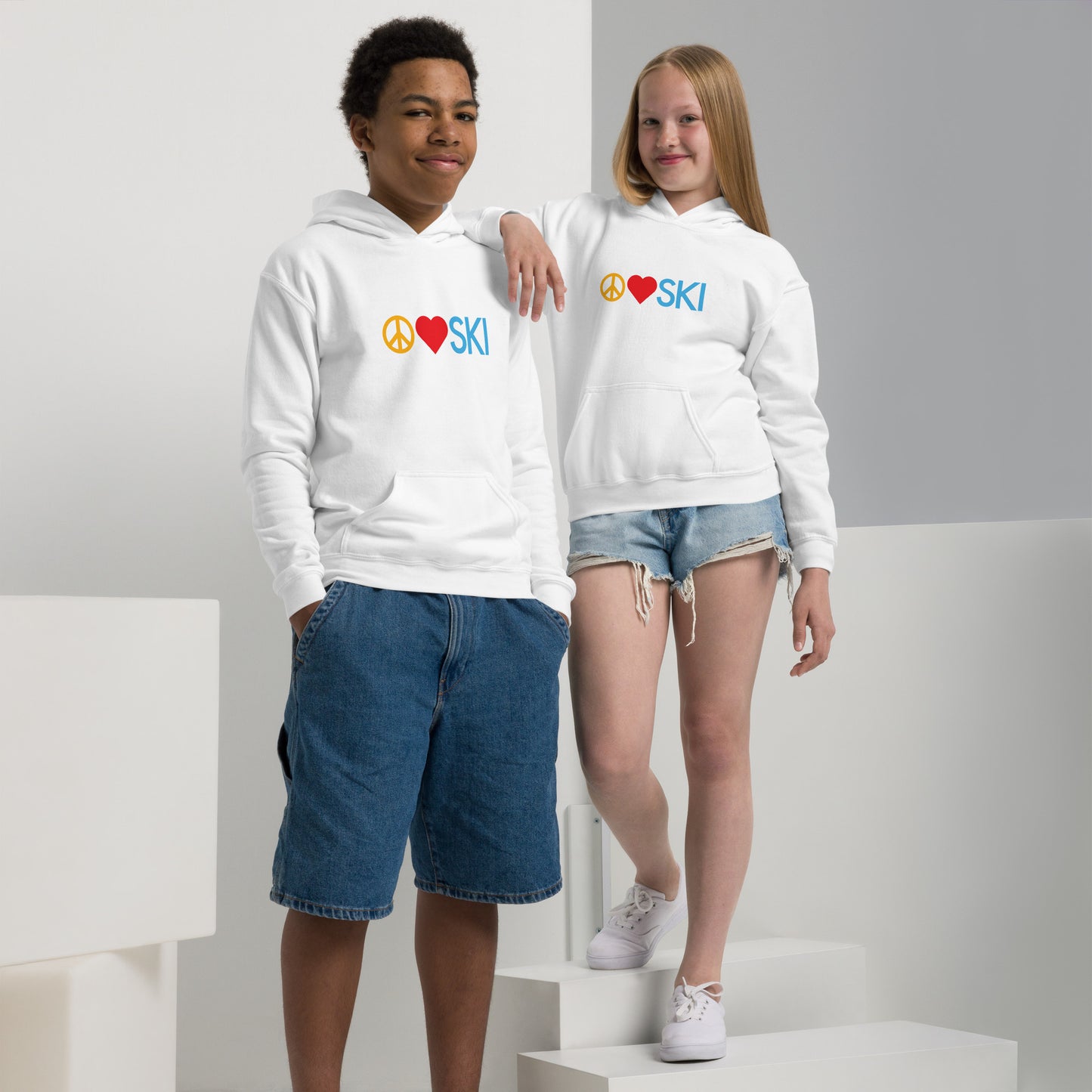 CS0026 - 03004 - Peace | Love | SKI Unisex Youth heavy blend hoodie