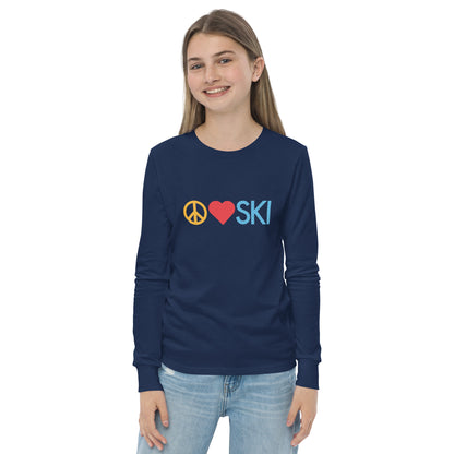 CS0026 - 03001 - Peace | Love | SKI Unisex Youth long sleeve tee