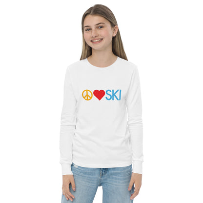 CS0026 - 03001 - Peace | Love | SKI Unisex Youth long sleeve tee