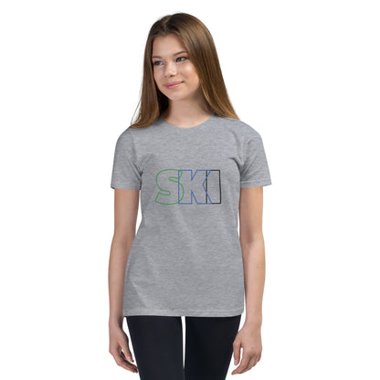 CS0052 - 03001 - SKI Outlined Unisex Youth Short Sleeve T-Shirt