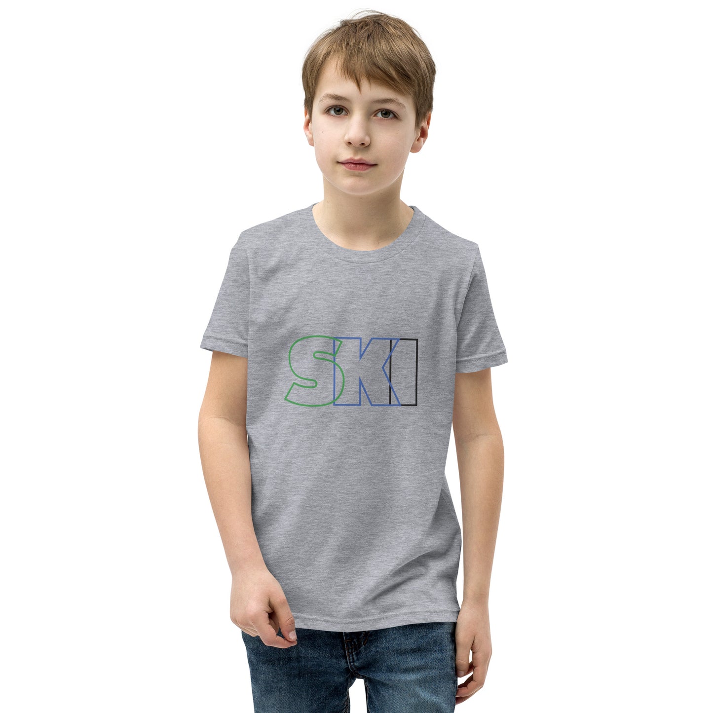 CS0052 - 03001 - SKI Outlined Unisex Youth Short Sleeve T-Shirt