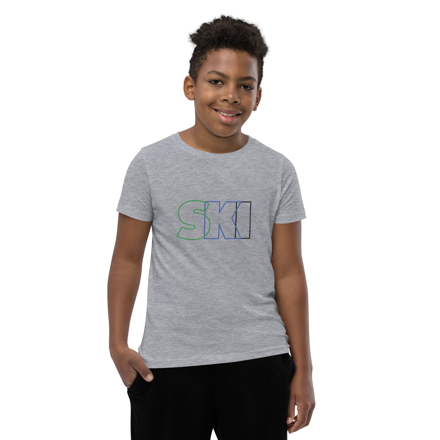 CS0052 - 03001 - SKI Outlined Unisex Youth Short Sleeve T-Shirt