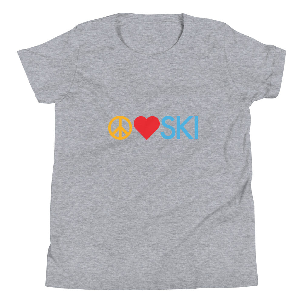 CS0026 - 03001 - Peace | Love | SKI Unisex Youth Short Sleeve T-Shirt