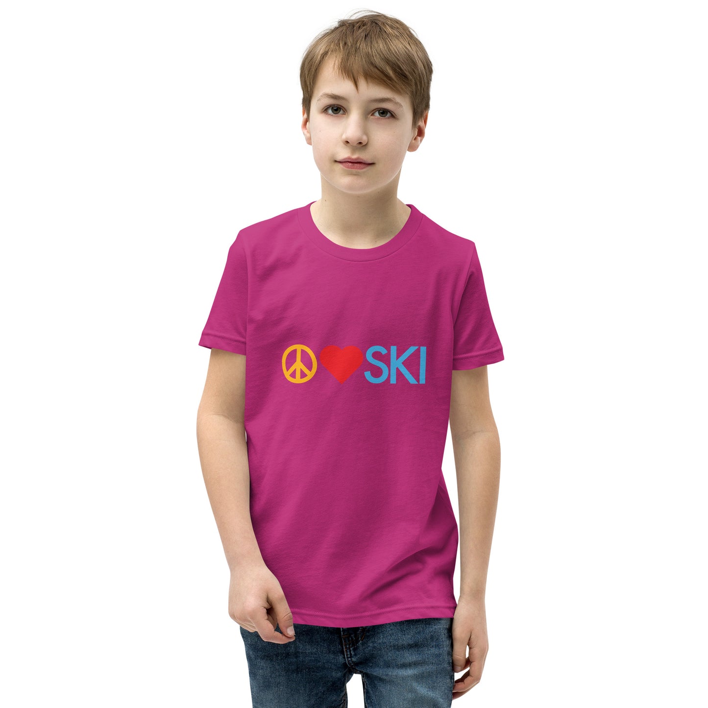 CS0026 - 03001 - Peace | Love | SKI Unisex Youth Short Sleeve T-Shirt