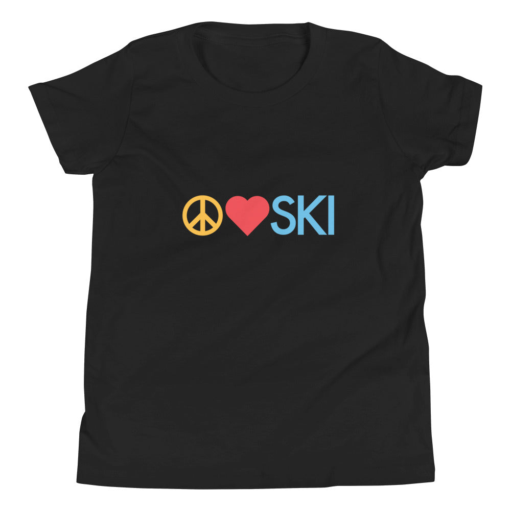 CS0026 - 03001 - Peace | Love | SKI Unisex Youth Short Sleeve T-Shirt