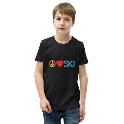 CS0026 - 03001 - Peace | Love | SKI Unisex Youth Short Sleeve T-Shirt