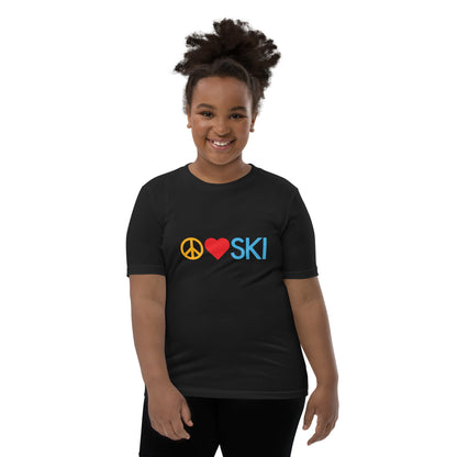 CS0026 - 03001 - Peace | Love | SKI Unisex Youth Short Sleeve T-Shirt