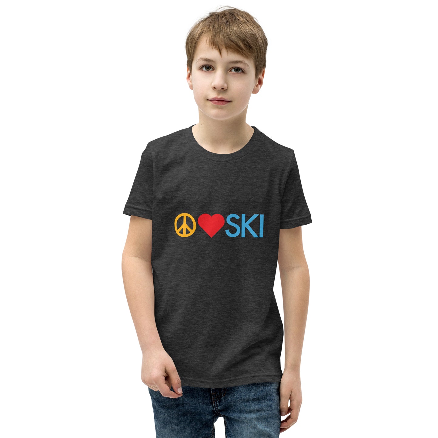 CS0026 - 03001 - Peace | Love | SKI Unisex Youth Short Sleeve T-Shirt