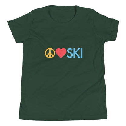 CS0026 - 03001 - Peace | Love | SKI Unisex Youth Short Sleeve T-Shirt