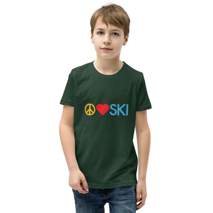 CS0026 - 03001 - Peace | Love | SKI Unisex Youth Short Sleeve T-Shirt