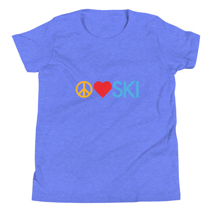 CS0026 - 03001 - Peace | Love | SKI Unisex Youth Short Sleeve T-Shirt