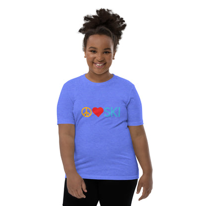 CS0026 - 03001 - Peace | Love | SKI Unisex Youth Short Sleeve T-Shirt