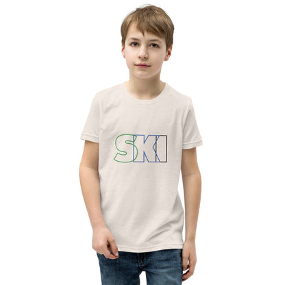 CS0052 - 03001 - SKI Outlined Unisex Youth Short Sleeve T-Shirt