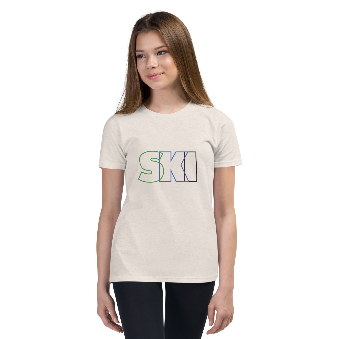 CS0052 - 03001 - SKI Outlined Unisex Youth Short Sleeve T-Shirt