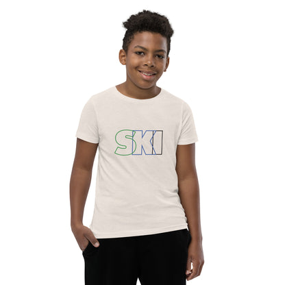 CS0052 - 03001 - SKI Outlined Unisex Youth Short Sleeve T-Shirt