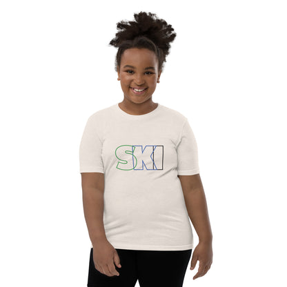 CS0052 - 03001 - SKI Outlined Unisex Youth Short Sleeve T-Shirt