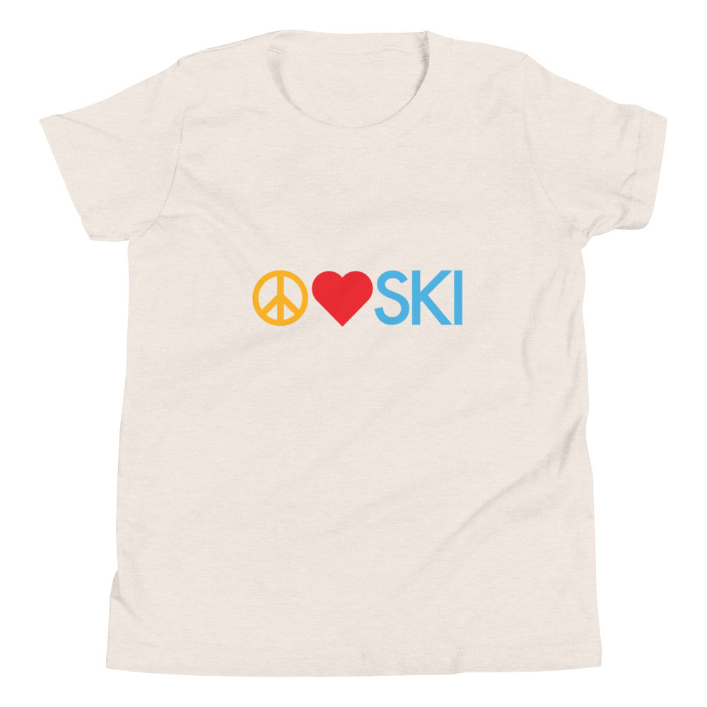 CS0026 - 03001 - Peace | Love | SKI Unisex Youth Short Sleeve T-Shirt