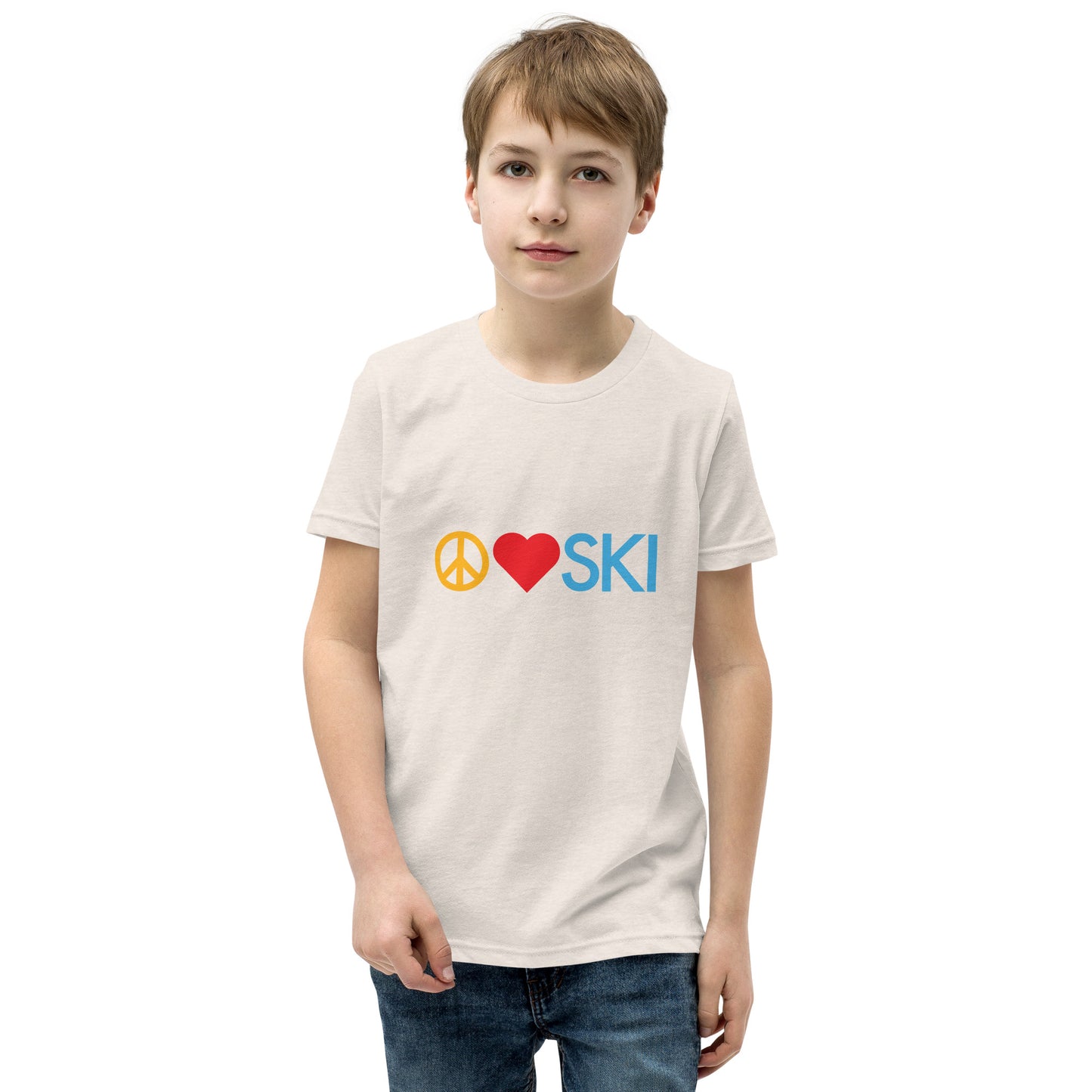 CS0026 - 03001 - Peace | Love | SKI Unisex Youth Short Sleeve T-Shirt