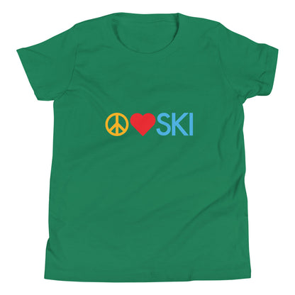 CS0026 - 03001 - Peace | Love | SKI Unisex Youth Short Sleeve T-Shirt