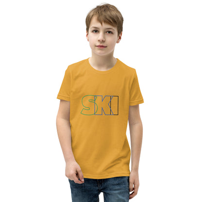 CS0052 - 03001 - SKI Outlined Unisex Youth Short Sleeve T-Shirt