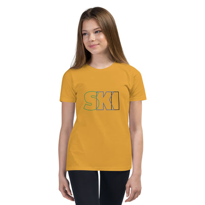 CS0052 - 03001 - SKI Outlined Unisex Youth Short Sleeve T-Shirt