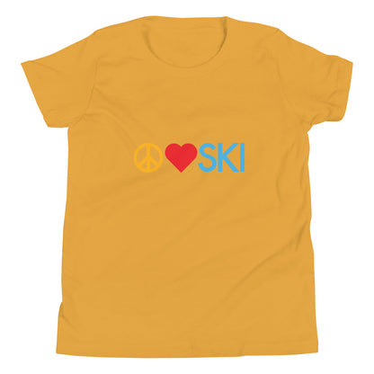 CS0026 - 03001 - Peace | Love | SKI Unisex Youth Short Sleeve T-Shirt