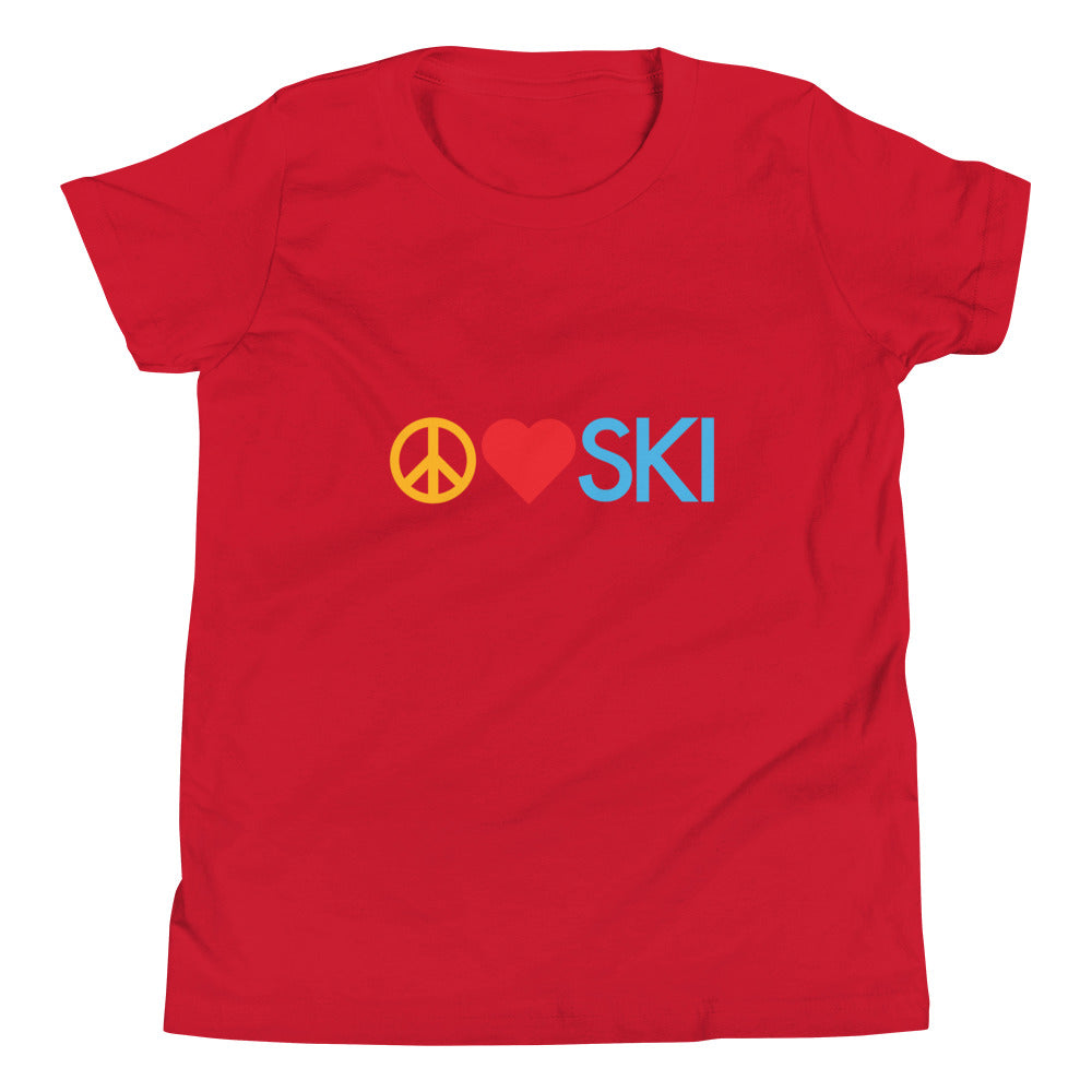 CS0026 - 03001 - Peace | Love | SKI Unisex Youth Short Sleeve T-Shirt