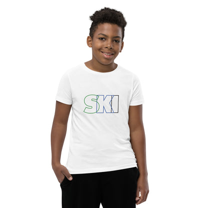 CS0052 - 03001 - SKI Outlined Unisex Youth Short Sleeve T-Shirt