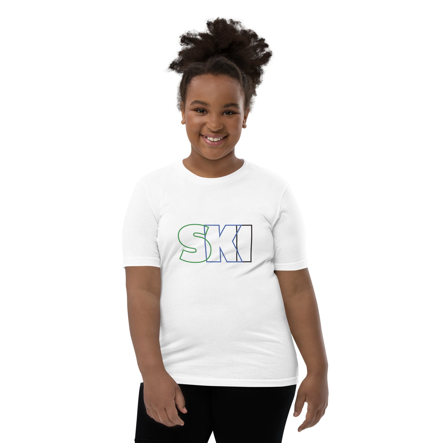 CS0052 - 03001 - SKI Outlined Unisex Youth Short Sleeve T-Shirt