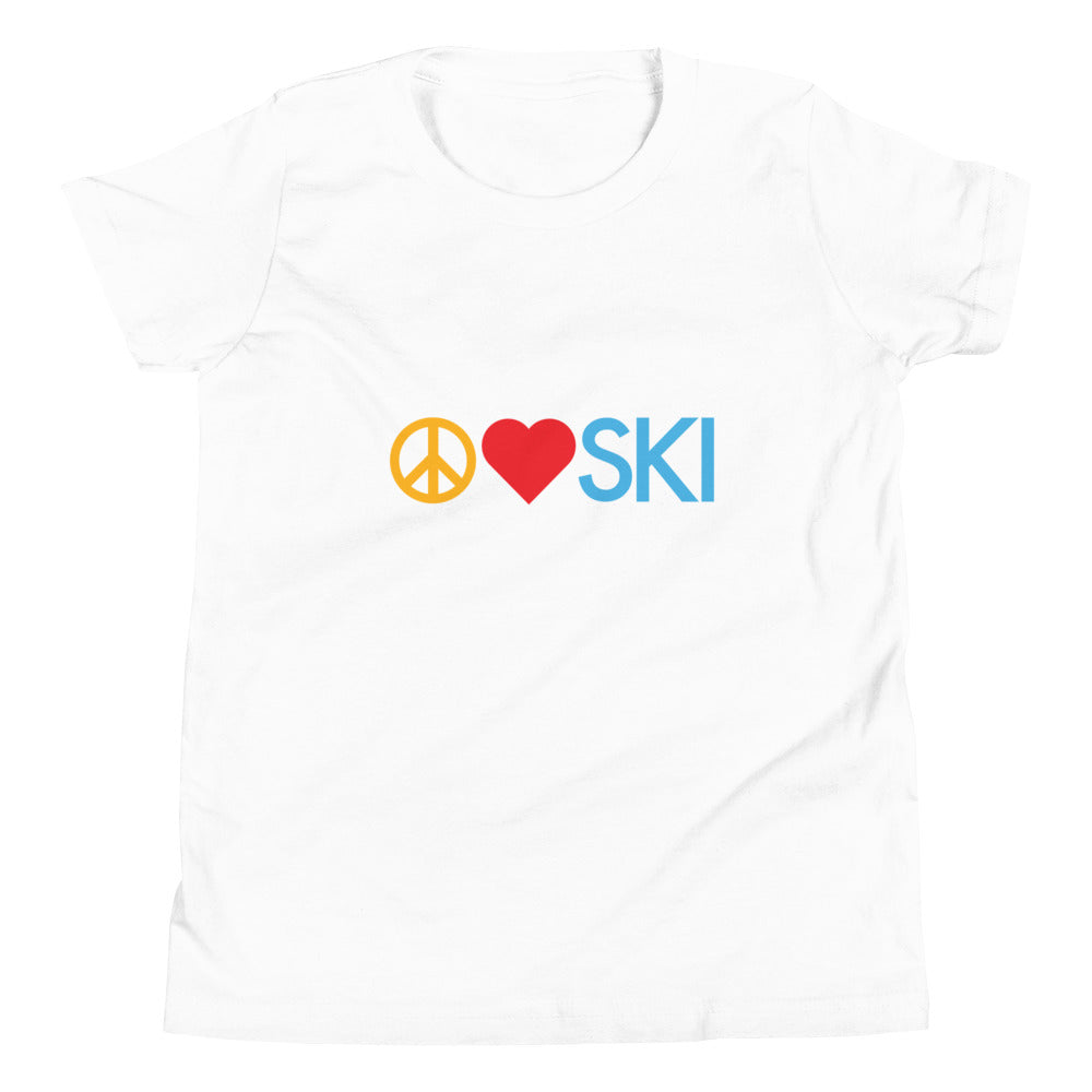 CS0026 - 03001 - Peace | Love | SKI Unisex Youth Short Sleeve T-Shirt