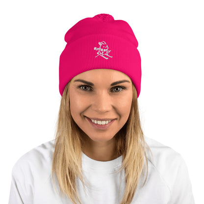 CS0011 - 02007 - Ski Bunny Embroidered Pom-Pom Beanie