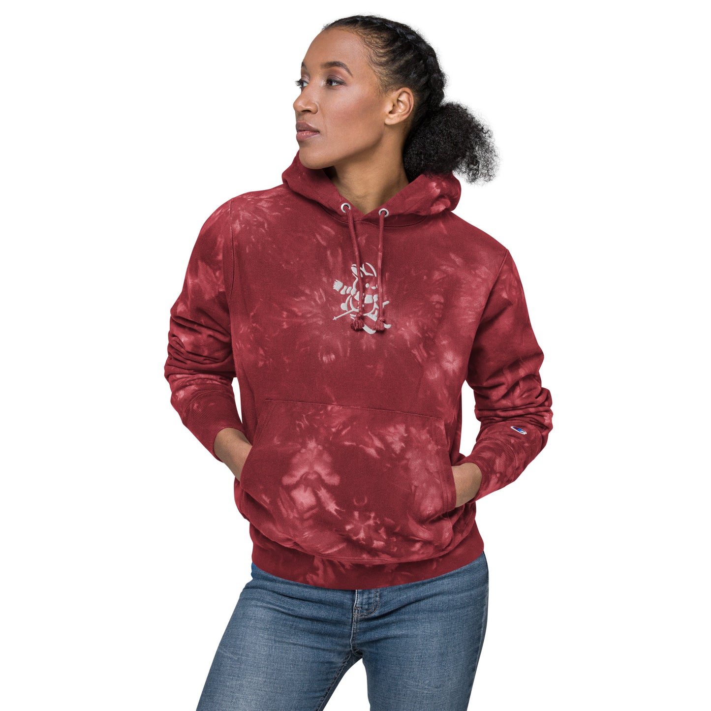 CS0011 - 02004 - Ski Bunny Embroidered Champion Tie-dye Hoodie